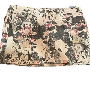 Machine Distressed Colored Denim Mini skirt streetwear graffiti. Size L30  M